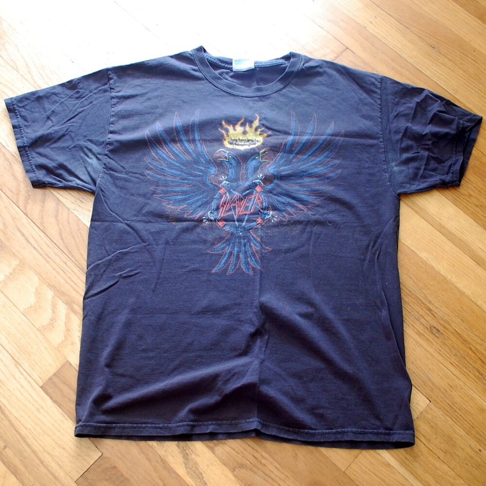 Slayer 2006 Summer Tour T Shirt Mens L Flaming Crown of Thorns Eagles y2k